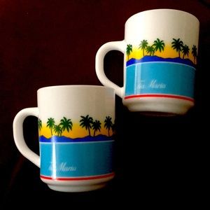 VINTAGE Arcopal France Tia Maria Tropical Milk Mugs • Set of 2 • 1970’s